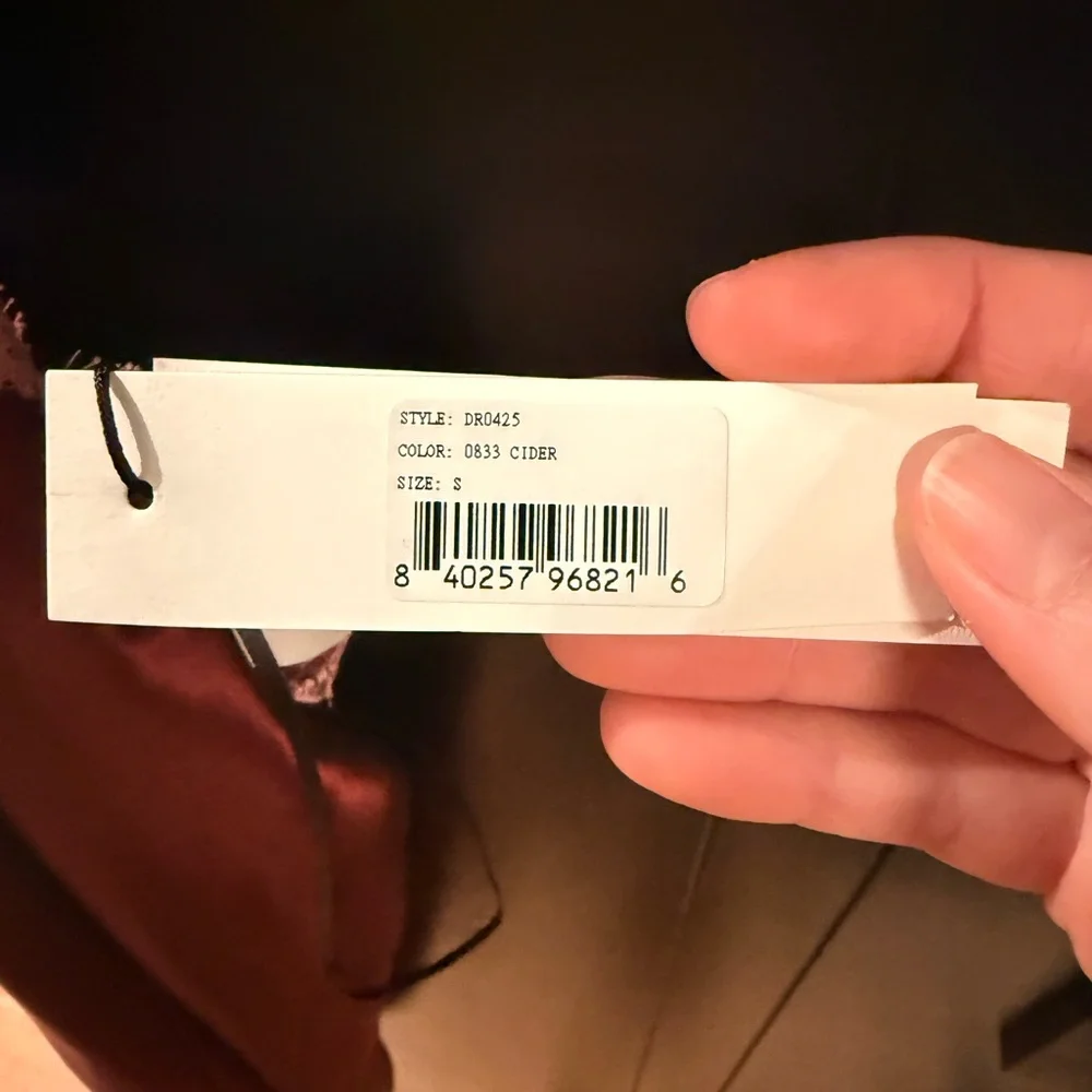 Fleur du Mal Deep Red Satin Midi Dress with Pink Lace - Picture 3 of 4